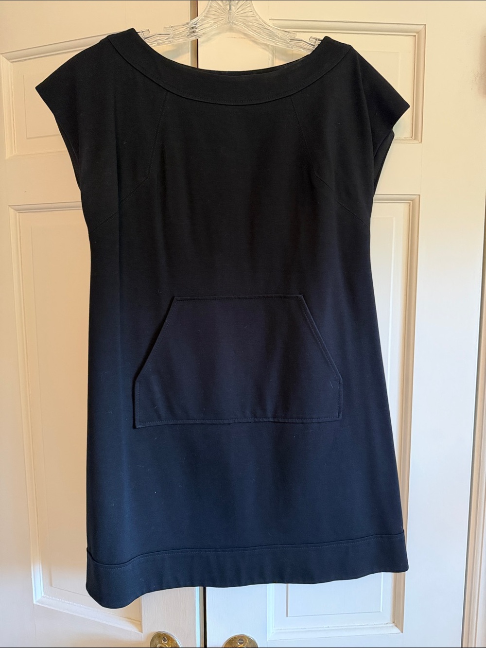 Cynthia Steffe Black Cap-Sleeve Shift Dress with Front Pocket